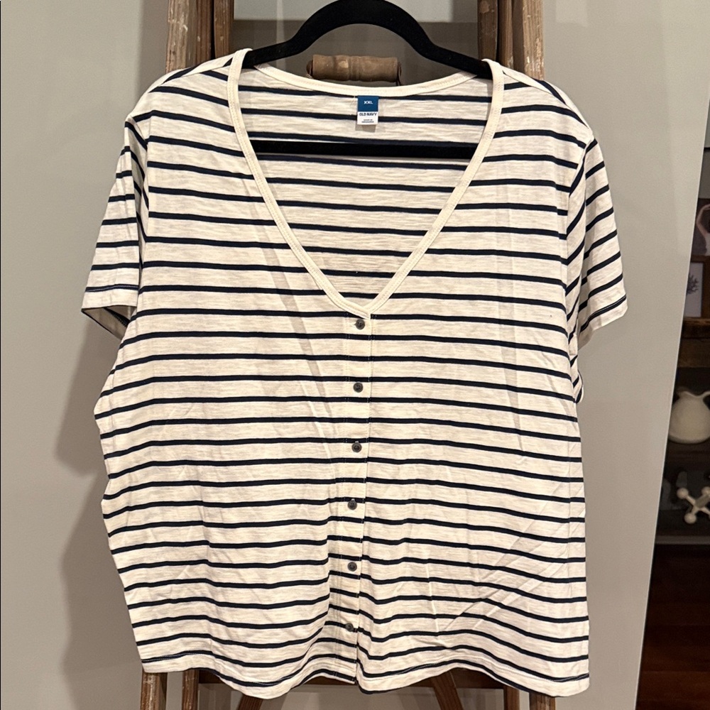 Old Navy Navy and White Striped Top